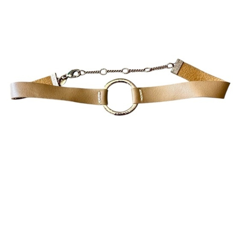 Express Faux Leather Choker - Rose Gold Tone - Adjustable - Brown